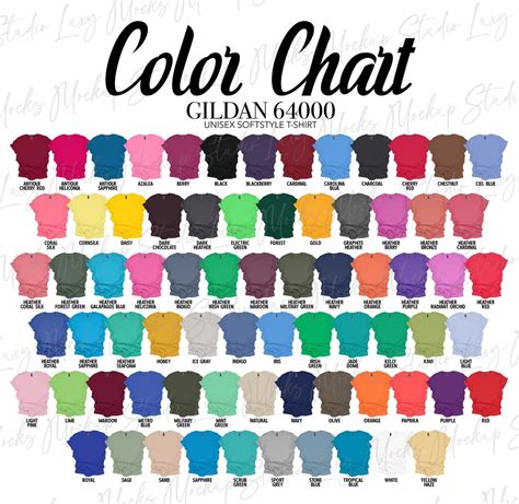 Gildan Color Chart And Size Chart For Softstyle Unisex Etsy My XXX