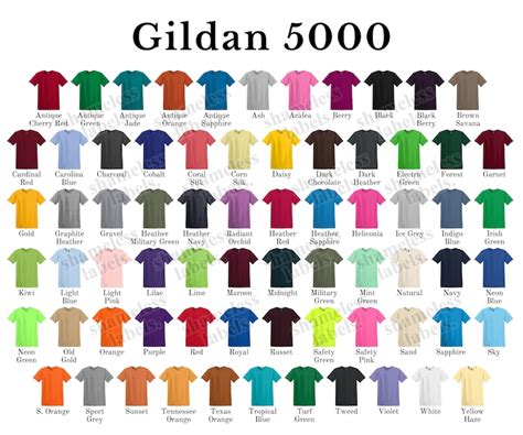 Gildan Color Chart Size Chart Gildan Editable Gildan Color My XXX Hot