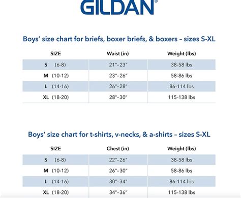 Gildan Large Size Chart