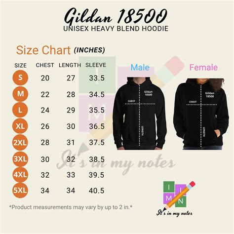 Gildan Size Chart Hoodies