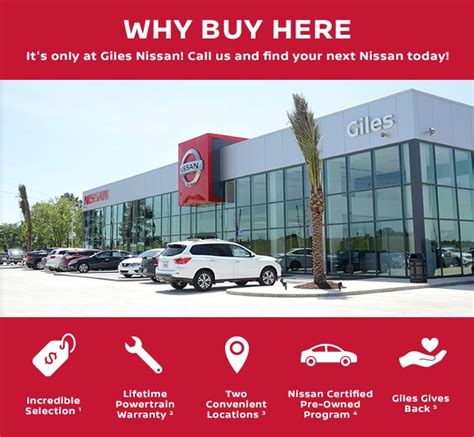 Giles nissan opelousas. Browse our large selection of new Nissan cars, trucks and SUVs here at Giles Nissan Lafayette. Located in Lafayette, LA, we’re near New Iberia, Abbeville, Youngsville and Broussard. Skip to main content. Sales: 337-210-9001; Service: 337-210-9002; Parts: 800-451-2277; 6137 Johnston Street Directions Lafayette, LA 70503. Home; 