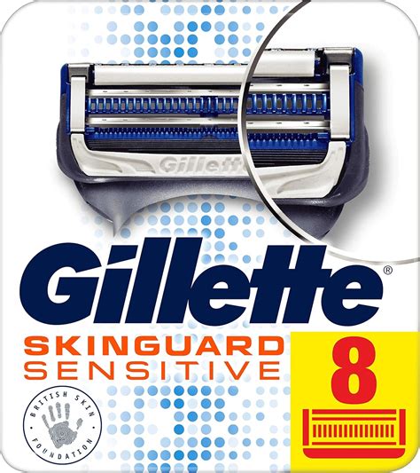 Gillette SkinGuard Sensitive Razor Blades Men, Pack of 8 Razor