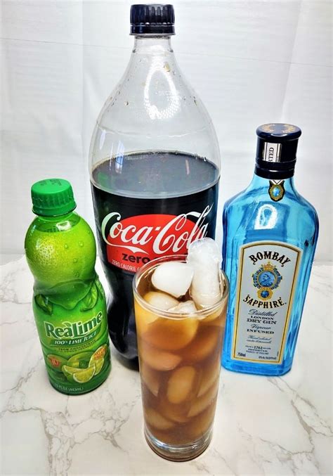 Gin and coke. Fill the seasoned cold glass two-thirds with ice, then pour in 1 ½ ounces gin. Position a spoon convex side up against the ice and pour 4 ounces tonic over it. The spoon will prevent the tonic ... 