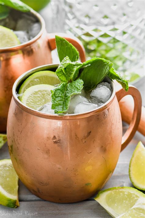 Gin moscow mule. To make this gin mule recipe, add your sprig of mint leaves, fresh lime juice, and simple syrup into a cocktail shaker and muddle together. Then pour the mixture into your copper mug filled with ice. Add the gin and top the remainder of the mug with ginger beer. Serve your gin cocktail immediately garnished with a lime wedge and fresh mint. 