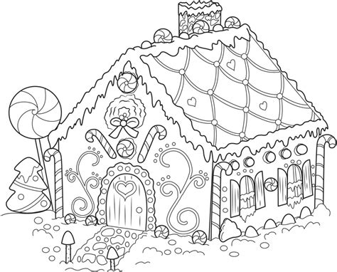 Gingerbread And Gingerbread House Coloring Page Free Printable Coloring Pages