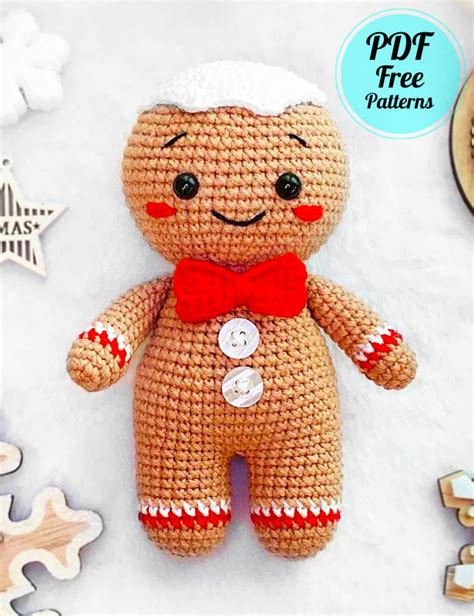 Gingerbread man crochet pattern free.  Skill Level: Easy.  Free Crochet d...