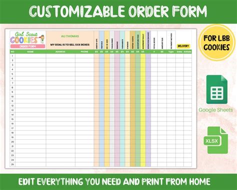 Girl Scout Cookie Order Form Template SampleTemplatess SampleTemplatess