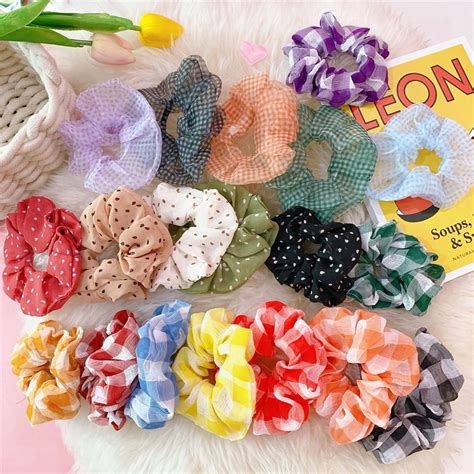 Girls Elastic Hair Scrunchies Crochet Hook Hair Rope Ponytail