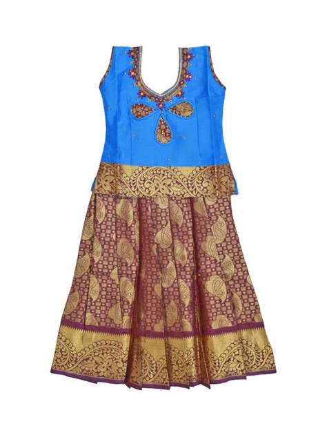 Girls Readymade Art Silk Pattu Pavadai - PLD5596637