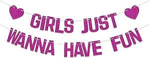 Girls night out party decor.  Girls Just Wanna Have Fun Banner, Engagement Wedding ...