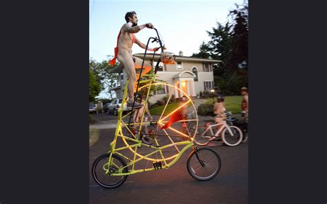 Girls nude cyclist mountainbike.  Some marks due to use.  The World Naked Bike...