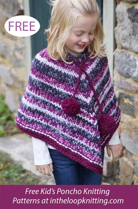 Girls poncho knitting pattern.  Super Bulky weight yarn.  More than 14+ free knitti...