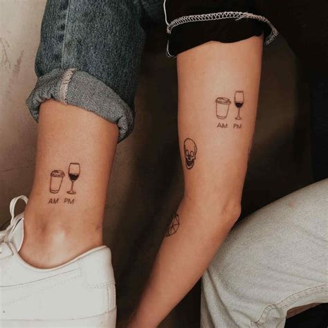 These folks played it safe with their matching best friend tattoo and got some simple ink, in a place that can be covered if needed. Play it safe I GUESS. So, if you need best friend tattoo ideas, this is a great place to start. Please enjoy these matching best friend tattoos: 1. Matching best friend tattoos can be classy.