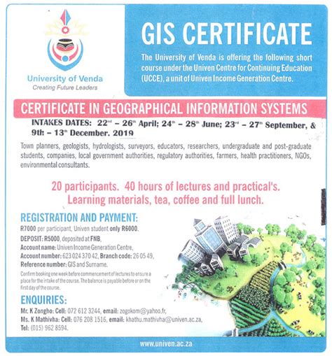 Gis certificate online. Certifications Available We offer GIS/Remote Sensing Certificates at both undergraduate and graduate level: The Department of Geosciences offers undergraduates a Certificate in Geographic Information Systems and an Advanced Certificate in Geographic Information Systems.Departmental majors or other students who complete the programs with a grade … 