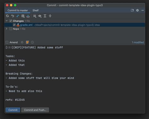 Git Commit Template with TYPO3 Commit Guidelines IntelliJ IDEs Plugin