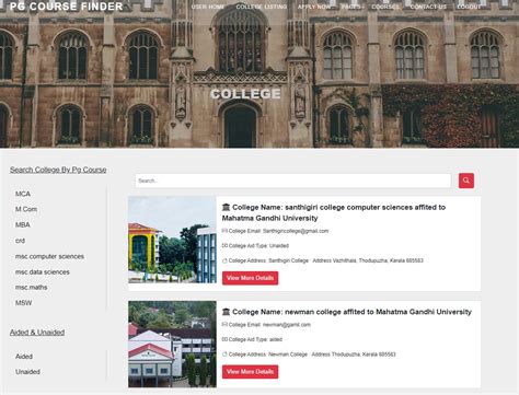 GitHub AlenAbhilash/Course Finder portal: The project quot PG Course