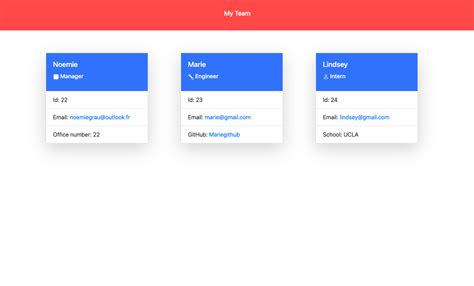 GitHub Noemiegrau/teamprofilegenerator A team profile generator using Nodejs, OOP and TDD