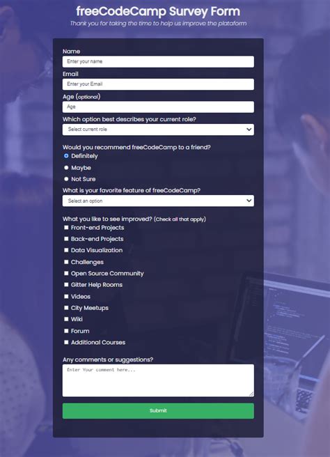 GitHub Tumworobere/SurveyForm Build an app that is functionally