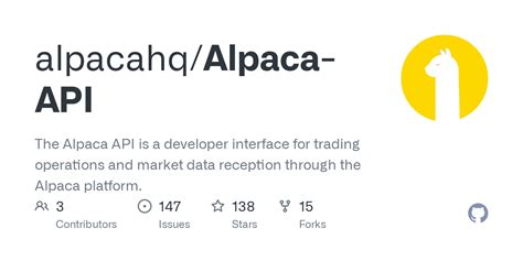 GitHub alpacahq/AlpacaAPI The Alpaca API is a developer interface