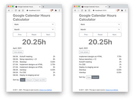 GitHub aronwoost/googlecalendarhours Calculates hours for selected