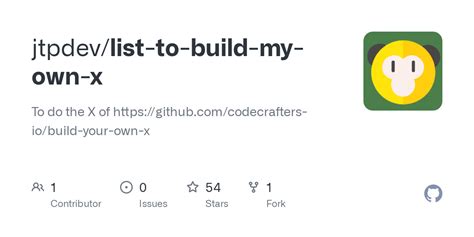 GitHub jtpdev/listtobuildmyownx To do the X of https//github