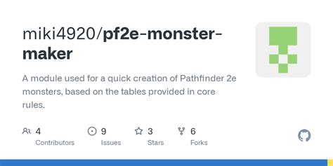GitHub miki4920/pf2emonstermaker A module used for a quick