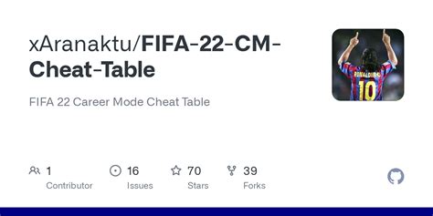 GitHub xAranaktu/FIFA22CMCheatTable FIFA 22 Career Mode Cheat Table