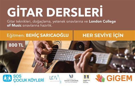 Gitar dersleri; öğrenmek isteyenler Çınar Sanat Okulu. 