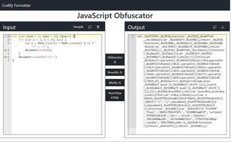 Github obfuscator.  Your JavaScript functions are transformed into custom A java obfuscator (GUI...