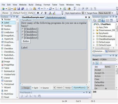 Give a Web form user multiple options for selection by using the ASP