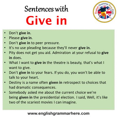 Give in meaning and sentence