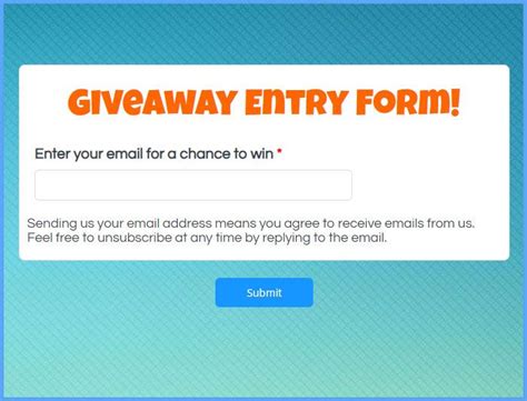 Giveaway Entry Form Template Formsite