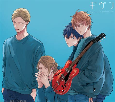 Given anime. Given: With Jin Suzuki, Sanari, Kai Inowaki, Shuntarô Yanagi. The life of a rock band, and the romances its members have with each other. 