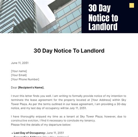 Giving Notice To Landlord Template