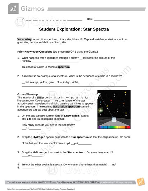 Emission spectra and energy levels worksheet 
