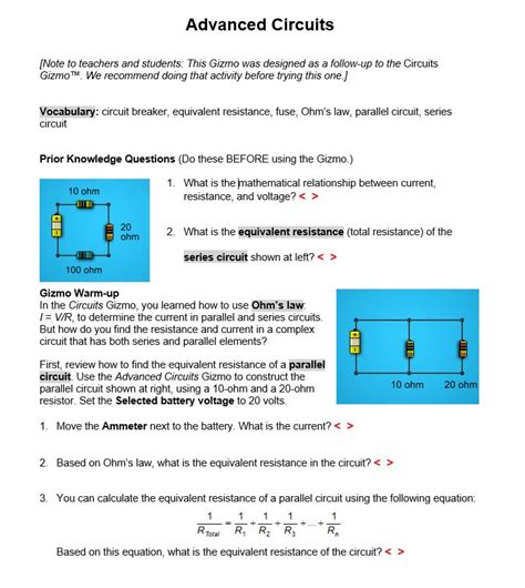Hw12-solutions - HW 12. Hw7-solutions - HW 7. Hw1-solutions - HW 1. Hw6-solutions - Hw 6. PHYL week 3 assignment. PHYS I Exp01 - Lab Notes 1. Gizmo name: date: student exploration: advanced circuits to teachers and students: this gizmo was designed as to the circuits gizmo. we recommend doing that.. 