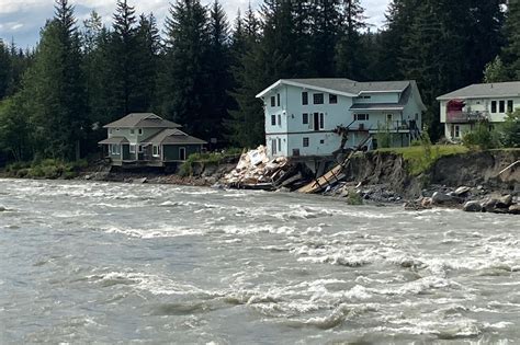 Glacial dam outburst in Alaska’s capital erodes riverbanks, destroys at least 2 buildings