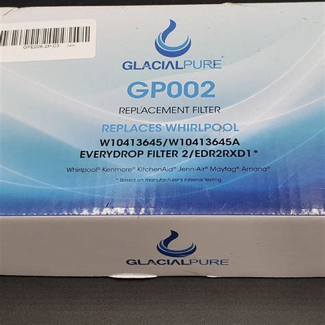 GlacialPure 5 Pk Filter 1, EDR1RXD1, W10295370A with Air filter. $66.99 $81.99 603 sold ... Add to Cart Buy Now. Product Description Reviews Product Description Product Details. The GlacialPure GP001 compatible with Whirlpool EveryDrop EDR1RXD2 (FILTER 1) takes over for the W10295370 filters and is used in refrigerators by Whirlpool, KitchenAid .... 