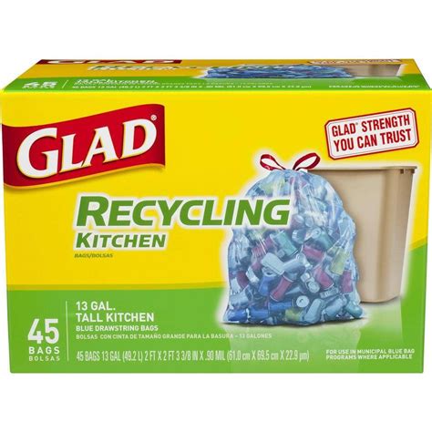 Glad 13 Gal. Tall Kitchen Drawstring Clear Trash or Recycling Bags …