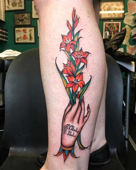 Gladiolus Tattoo. The Gladiolus flower represents confidence and fa