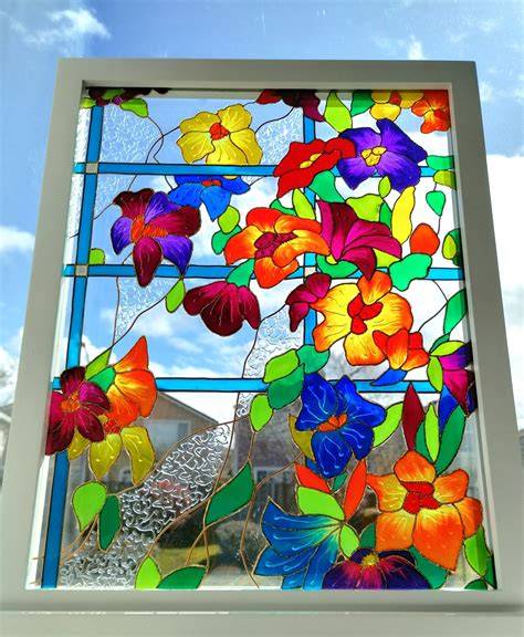 Glass painting images.  Image Source How about a bunch of flowers on your cook...