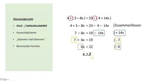 Gleichungen mit klammern klasse 8