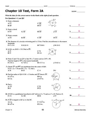 Glencoe Geometry Chapter 10 Test Form 2a Answer Key FORM.UDLVIRTUAL