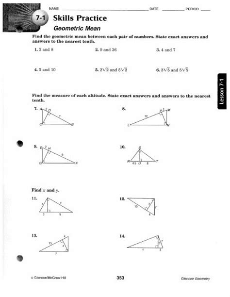 Glencoe Geometry Practice Homework Answers