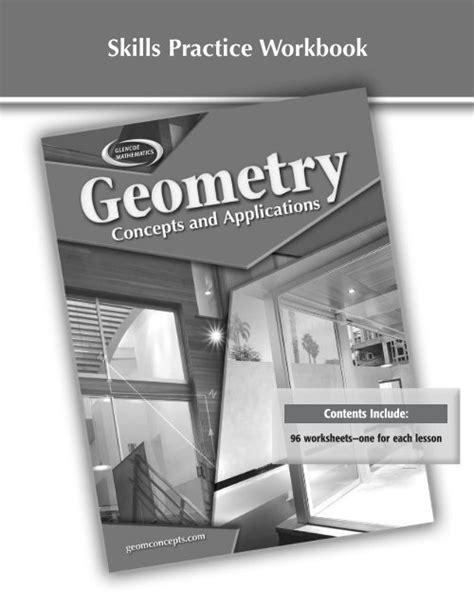 Glencoe geometry workbook answers pdf. Aug 31, 2011 · Sample answers are given. 5. Lines , m and j 6. Plane N contains line . 7. Points A, B, C, and intersect at P.Dare noncollinear. Determine whether each model suggests a point,a line,a ray, a segment, or a plane. 8.the edge of a book segment 9. a floor of a factory plane 10.the beam from a car headlight ray Refer to the figure at the right to ... 