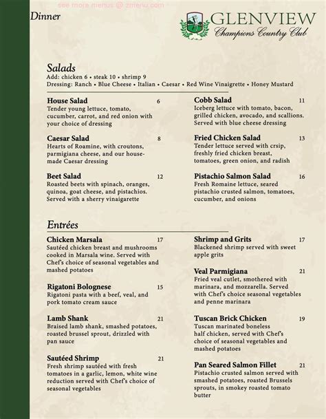 Glenview country club menu. Oct 24, 2021 · Glenview Country Club, The Villages: See 578 unbiased reviews of Glenview Country Club, rated 4 of 5 on Tripadvisor and ranked #3 of 140 restaurants in The Villages. 