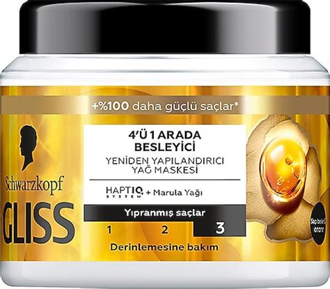 Gliss 4'ü 1 Arada Oil Nutritive Besleyici Saç Bakım Maskesi . 