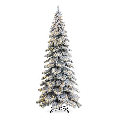 Glitzhome 9 ft. Pre-Lit Flocked Layered Spruce Artificial …