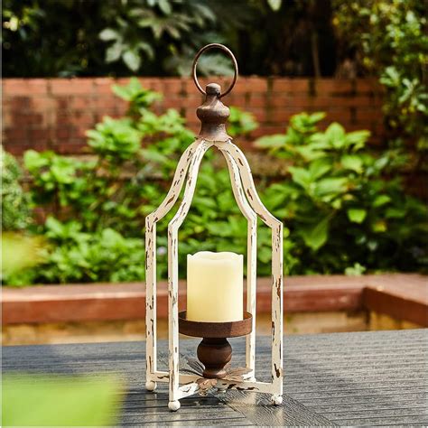 Glitzhome Farmhouse White Metal Lanterns Decorative …