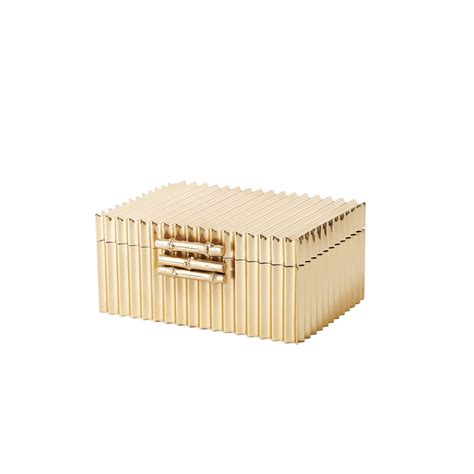 Global Views Corrugated Bamboo Box-Brass-Lg Perigold